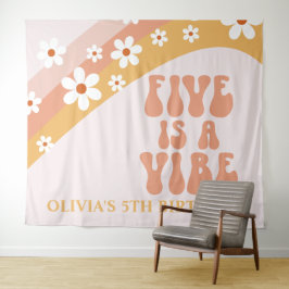 Five ist ein Vibe Groovy Daisy 5. Geburtstagsbanne Wandteppich