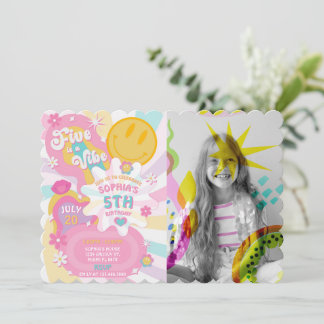 Five ist ein Vibe Groovy Geburtstags-Foto Einladung