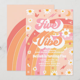 Five ist ein Vibe Groovy Hippie Rainbow 5. Geburts Einladung