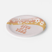 Five ist ein Vibe Groovy Retro Rainbow 5. Geburtst Pappteller (Schrägansicht)