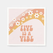 Five ist ein Vibe Groovy Retro Rainbow 5. Geburtst Serviette (Vorderseite)