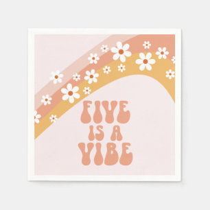 Five ist ein Vibe Groovy Retro Rainbow 5. Geburtst Serviette