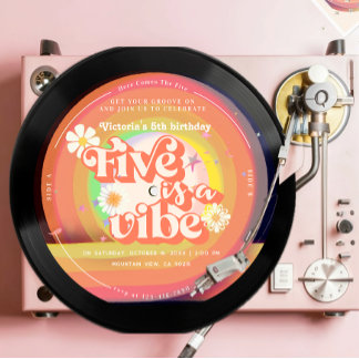 FIVE ist ein Vibe Groovy Retro Sunshine Rainbow Da Einladung