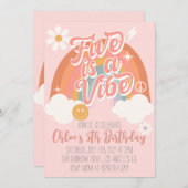 Five ist ein Vibe Rainbow Einladung (Vorne/Hinten)
