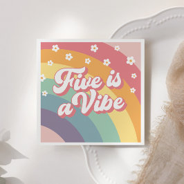 Five ist ein Vibe Retro 70er Rainbow Daisy zum Geb Serviette