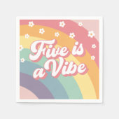 Five ist ein Vibe Retro 70er Rainbow Daisy zum Geb Serviette (Vorderseite)