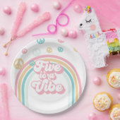Five ist ein Vibe Retro Summer Rainbow Pappteller (Party)