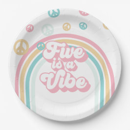 Five ist ein Vibe Retro Summer Rainbow Pappteller