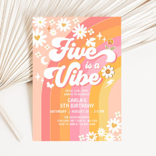 FIVE ist eine Stimmung Pink Peach 5. Groovy Geburt Einladung