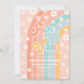 Five ist eine Vibe Rainbow Daisy 5. Geburtstagspar Einladung (Vorderseite)
