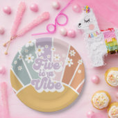 Five ist eine Vibe Retro Sunshine Rainbow Daisy Pappteller (Party)