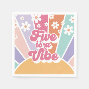 Five ist eine Vibe Retro Sunshine Rainbow Daisy Serviette