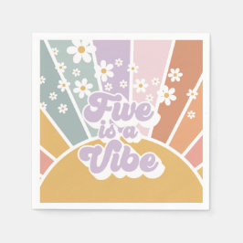 Five ist eine Vibe Retro Sunshine Rainbow Daisy Serviette