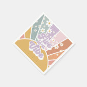 Five ist eine Vibe Retro Sunshine Rainbow Daisy Serviette (Ecke)