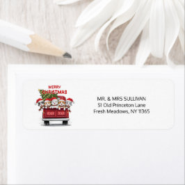Five Jolly Christmas Cats Red Truck Return Address