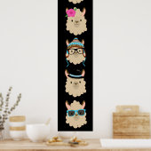 Five Llamas Funny Poster (Küche)