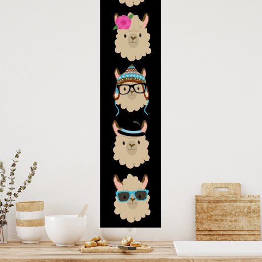 Five Llamas Funny Poster (Küche)