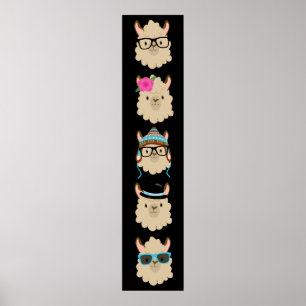 Five Llamas Funny Poster