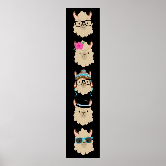 Five Llamas Funny Poster (Vorne)