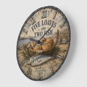 Five Loaves and Two Fish Bible Christ Große Wanduhr (Winkel)