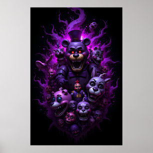 Five Nights at Freddys Animatronics mit Lila Poster