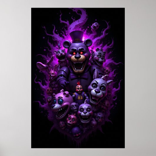 Five Nights at Freddys Animatronics mit Lila Poster (Vorne)