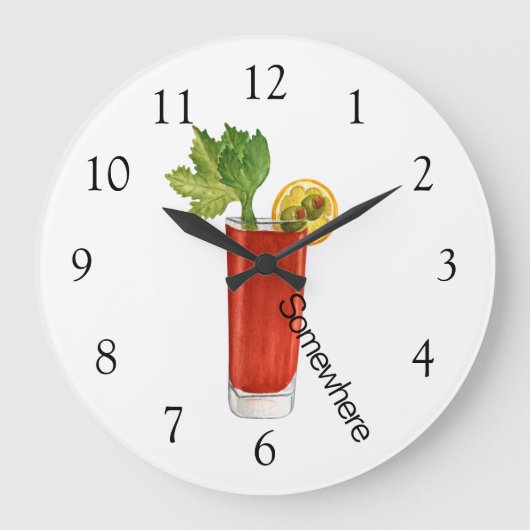 Five O'Clock Irgendwo blutig Mary Cocktail Große Wanduhr (Vorderseite)