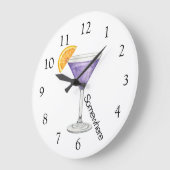 Five O'Clock Somewhere Purple Martini Large Clock Große Wanduhr (Winkel)
