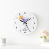 Five O'Clock Somewhere Purple Martini Large Clock Große Wanduhr (Zuhause)