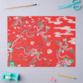 Five Phoenixes in Garden Chinese Red Floral  Seidenpapier (Basteln)