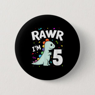 Five Rawr Im 5 Jahre alt T-rex Dinosaur 5. Geburts Button