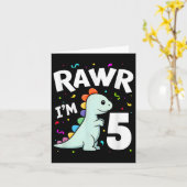 Five Rawr Im 5 Jahre alt T-rex Dinosaur 5. Geburts Karte (Gelbe Blume)
