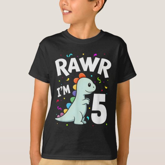 Five Rawr Im 5 Jahre alt T-rex Dinosaur 5. Geburts T-Shirt (Vorderseite)