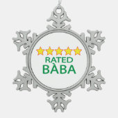 Five Star Bàba Schneeflocken Zinn-Ornament (Vorderseite)
