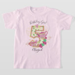 Five Tee Party Birthday Girl | Floral<br><div class="desc">Feiern Sie Geburtstag mit diesem besonderen T - Shirt,  dem besonderen und personalisierten Design</div>