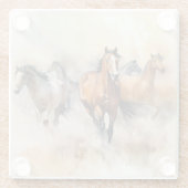 "Five Wild Mustangs" Dusty Western Wassercolor Glasuntersetzer (Rückseite)