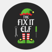 Fix It Elf Family Matching Group Christmas Runder Aufkleber (Vorderseite)