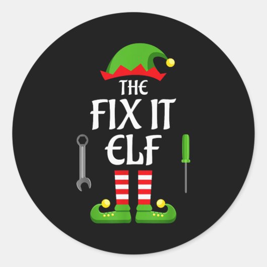 Fix It Elf Family Matching Group Christmas Runder Aufkleber (Vorderseite)