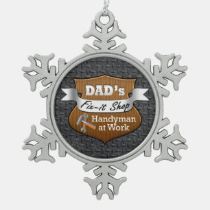 Fix-it-Shop des Vaters, Handy Man Vatertag Schneeflocken Zinn-Ornament