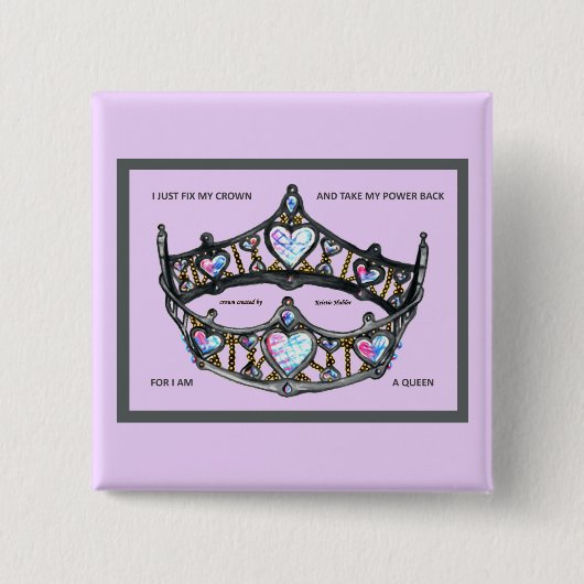 Fix my crown take power back am pink silver button (Vorderseite)