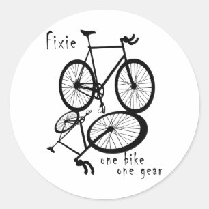 Fixie - ein Fahrrad und ein Getriebe Runder Aufkleber