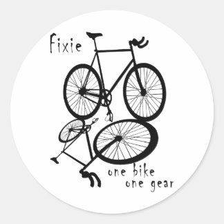 Fixie - ein Fahrrad und ein Getriebe Runder Aufkleber