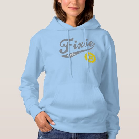 Fixie Girl, Bike-Design grau/gelb Hoodie (Vorderseite)