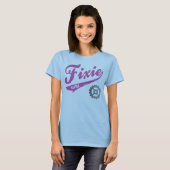 Fixie Girl, Bike-Design Rosa/grau T-Shirt (Vorne ganz)