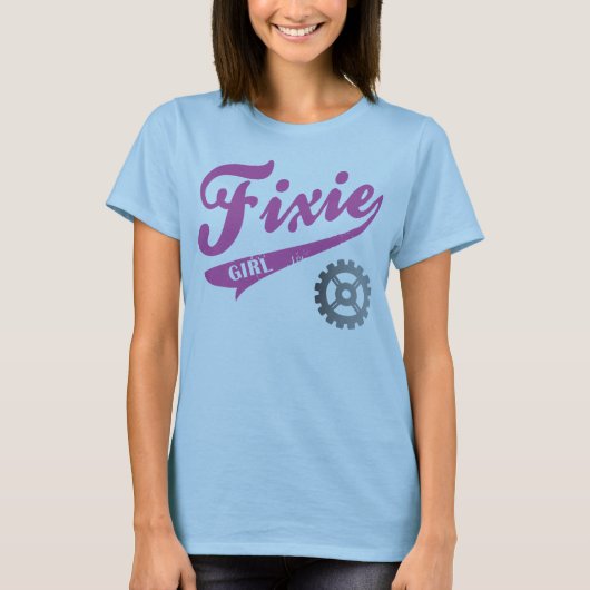 Fixie Girl, Bike-Design Rosa/grau T-Shirt (Vorderseite)