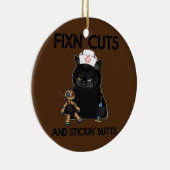 Fixierung von Cut und Sitcking Hintern Cat Nurse S Keramik Ornament (Rechts)