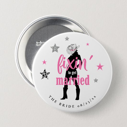Fixin' The Bride Disco Bachelorette ID925 Button (Vorne & Hinten)