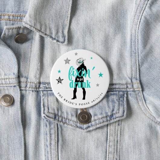 Fixin' The Bride's Posse Disco Aquamarin ID925 Button (Beispiel)
