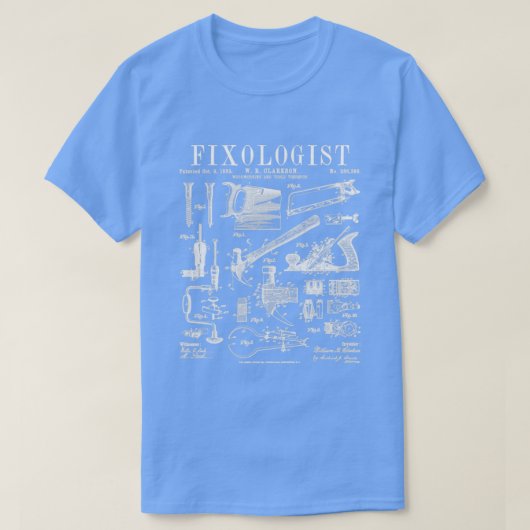 Fixologe Carpenter Carpentry Tools Vintag Paten T-Shirt (Design vorne)