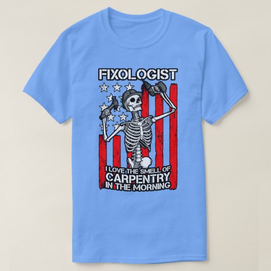 Fixologe Gothic Skeleton USA Flag Woodworking Ca T-Shirt (Design vorne)